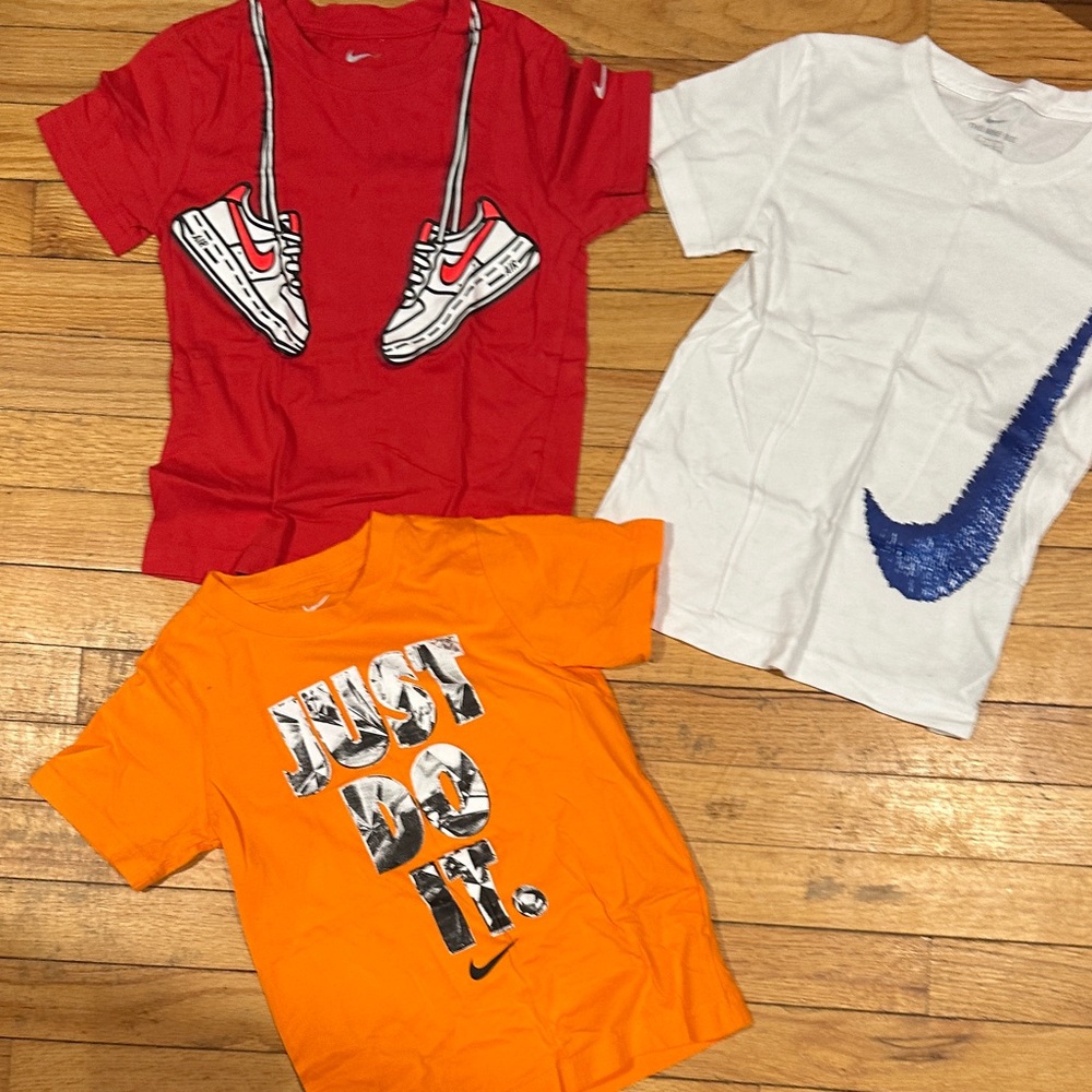 Nike Kids Short Sleeve Tees - Red, White, and Orange